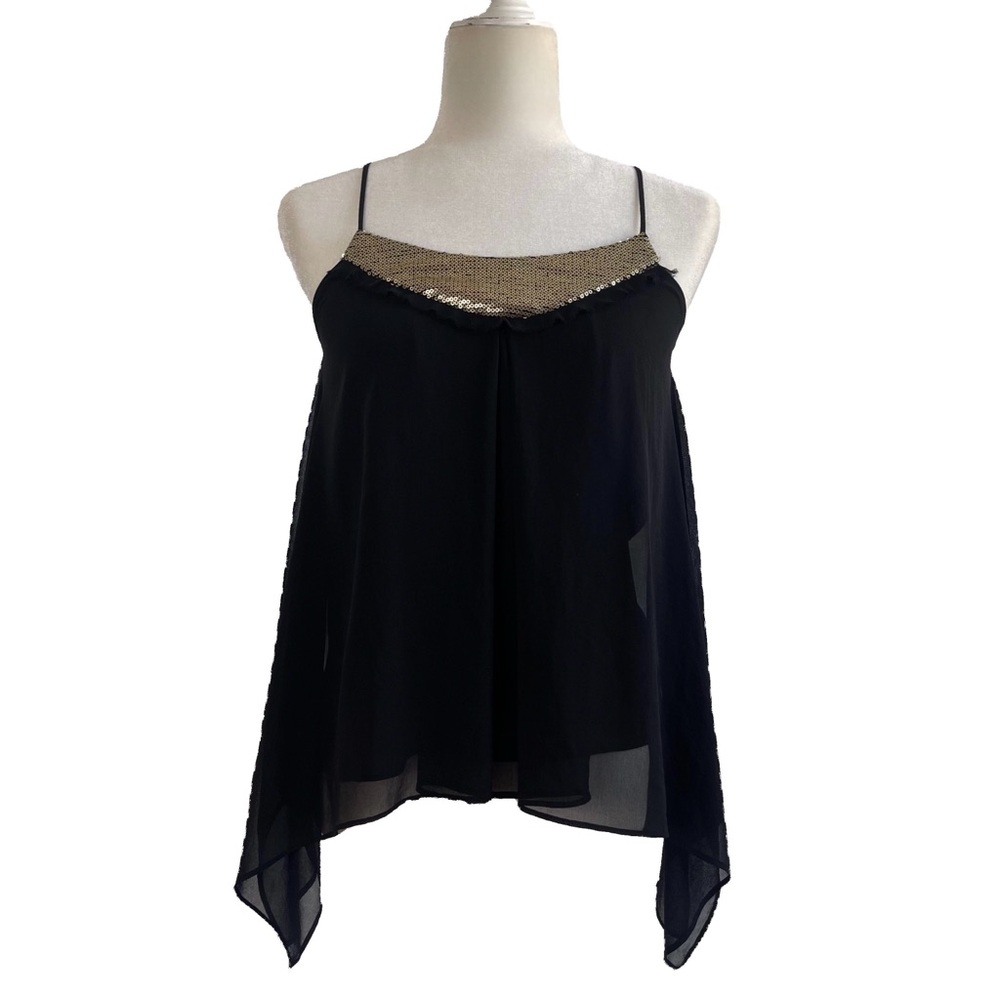 Y2K Express Black and Gold Camisole Top